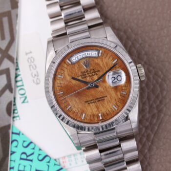 Rolex Day-Date 18239 Wood Dial Original Paper Excellent Condition