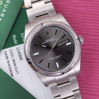 Rolex Oyster Perpetual 39 114300 Dark Rhodium Dial Full Set