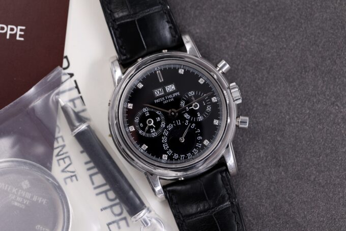 Patek Philippe Perpetual Calendar Chrono Platinum 3970EP Black Diamond Dial Full Set