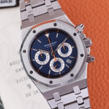Audemars Piguet Royal Oak Chronograph 26300ST 07 Blue Dial Orange Hands Full Set Excellent Condition