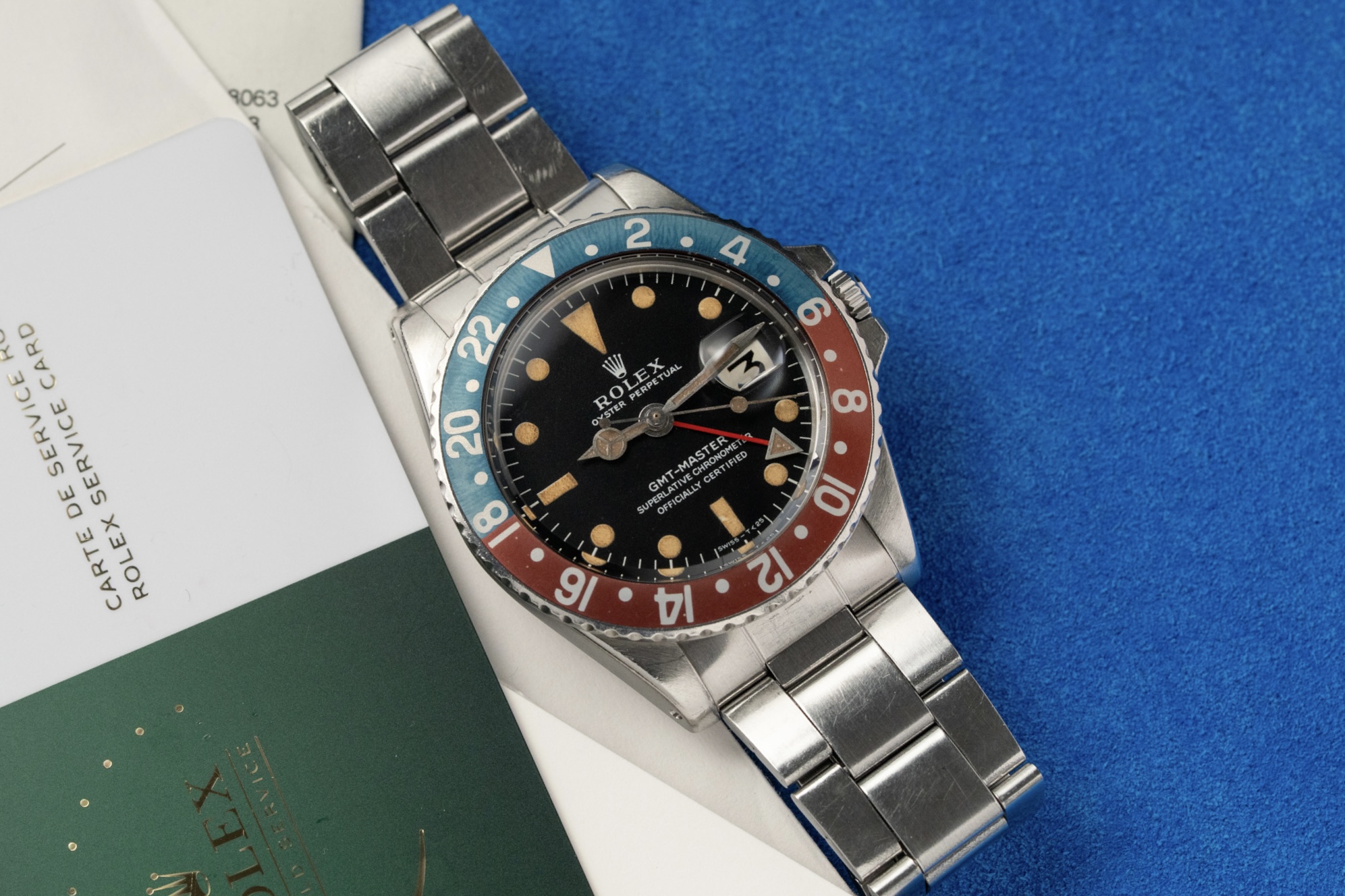 Rolex GMT-Master 1675 Long E Unpolished Pepsi Faded 1969 Rolex Service Rolex GMT-Master 1675 Long E Unpolished Pepsi Faded 1969 Rolex Service