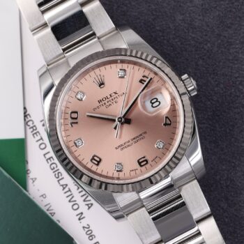Rolex Date 115234 Rose Diamond Dial Full Set Excellent Condition 2014