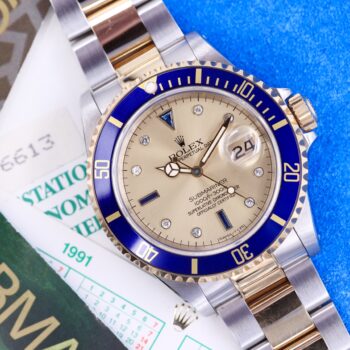 Rolex Submariner Date 16613 Like NOS Serti Sultan Diamond Dial Full Set 1991