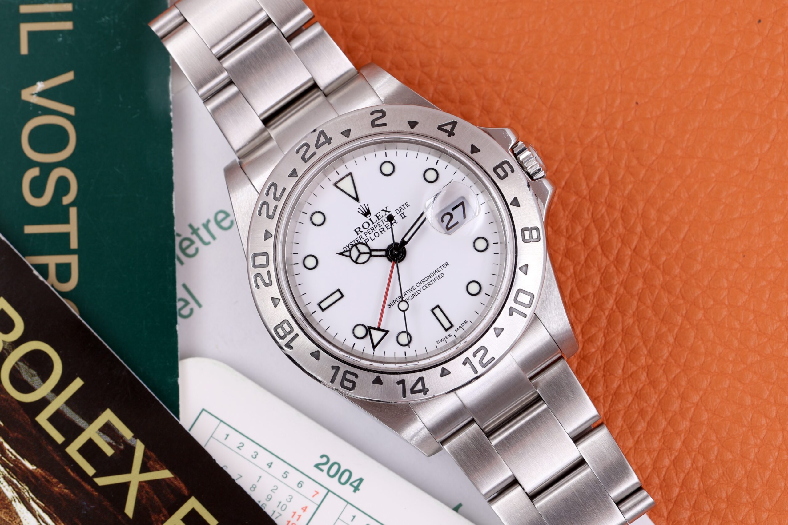 Rolex Explorer II 16570 White Dial No Holes Full Set 2004 Rolex Explorer II 16570 White Dial No Holes Full Set 2004