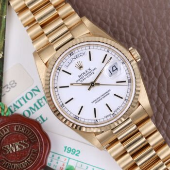 Rolex Day-Date 18238 White Porcelain Dial Full Set Unpolished 1991