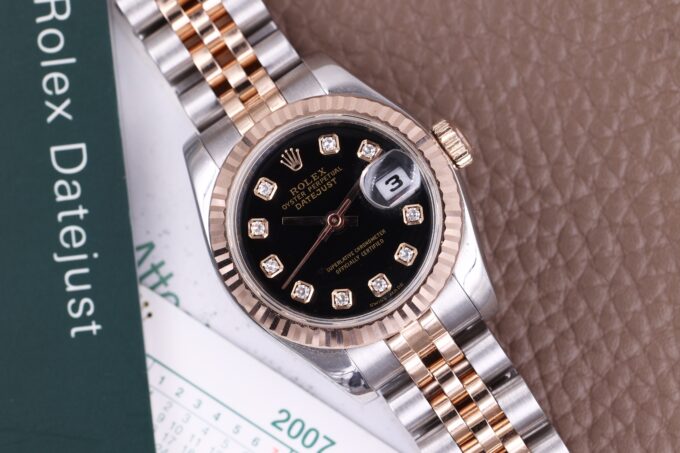 Rolex Lady-Datejust 179171 Jubilee Black Diamond Dial Full Set 2007