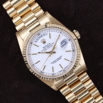 Rolex Day-Date 18238 White Porcelain Dial Unpolished 1988